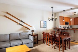 Smart TV, fireplace, DVD player, books