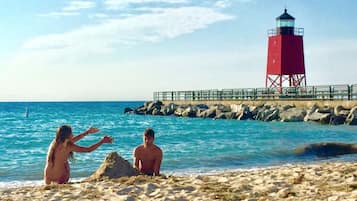 Sun-loungers, beach towels