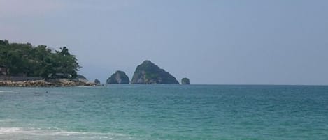 On the beach, beach towels