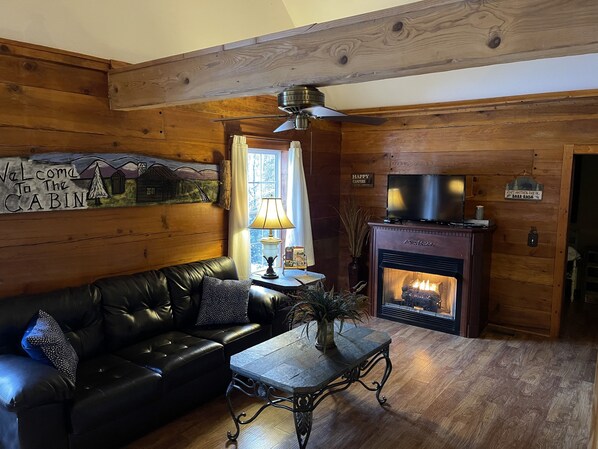 Smart TV, fireplace, DVD player