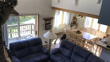 TV connectée, cheminée, lecteur de DVD, chaîne hi-fi