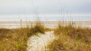 A beach with sand dunes and tall grasses. - Oceanfront Vintage, 1960s Cottage! Very Cozy w/Large Backyard, Ample Space, & Prime Location! (Isle of Palms)