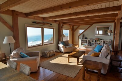 On the front, views of the surf