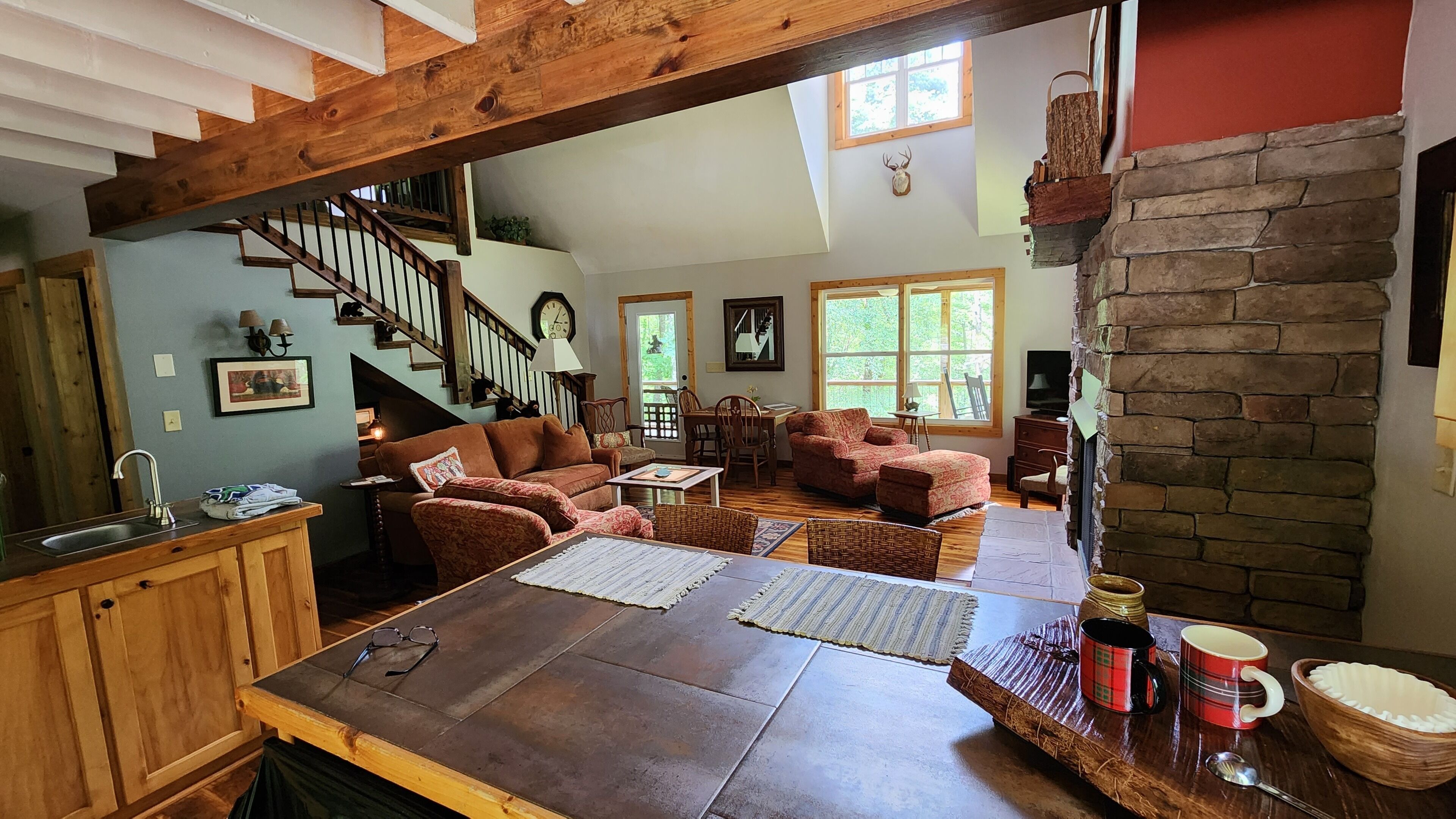 TV connectée, cheminée, lecteur de DVD, vidéothèque