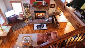 Smart TV, fireplace, DVD player, video library