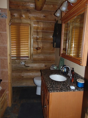 Combined shower/tub, hair dryer, towels, soap - Log cabin on beautiful Keyes Lake (Florence)