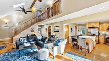 Smart TV, fireplace, DVD player