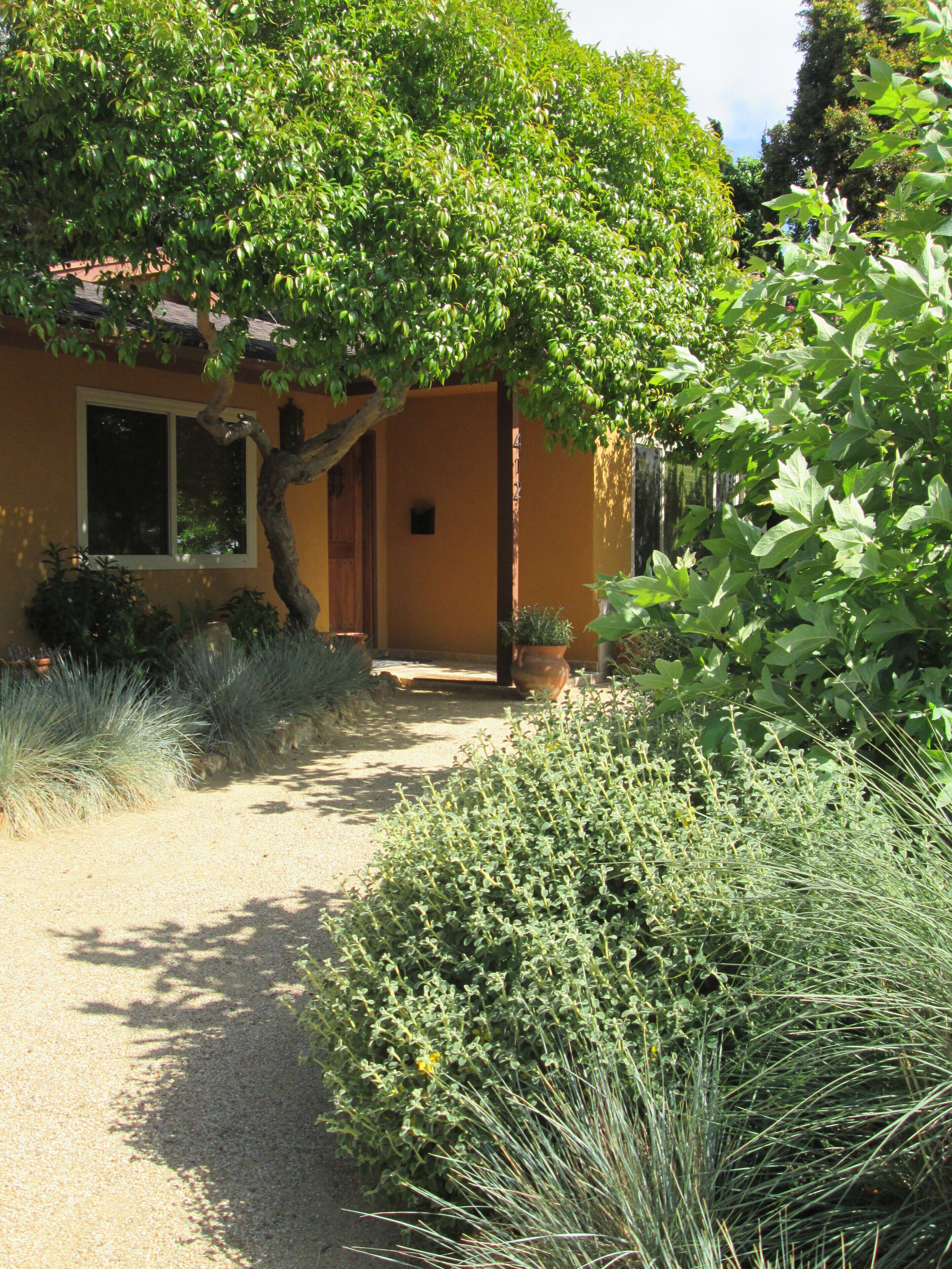 View from driveway to front door