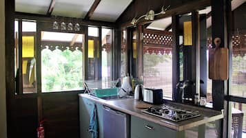 Villa Tinggi | Private kitchen | Fridge, stovetop, electric kettle, toaster