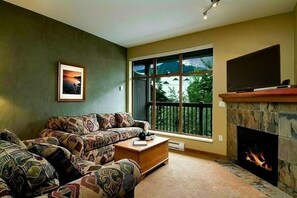 Smart TV, fireplace, music library, stereo