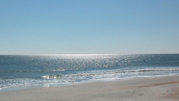 A beach with a clear sky and calm sea. - Penny-Wise Paradise In Pawleys Island (Pawleys Island)