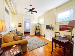 TV, DVD player, video library, offices