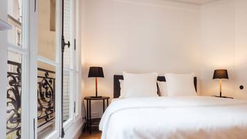 1 bedroom, desk, iron/ironing board, travel cot