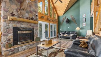TV, fireplace, video games, DVD player