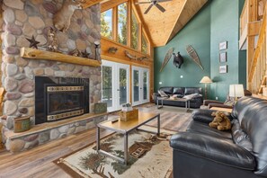 TV, fireplace, video games, DVD player