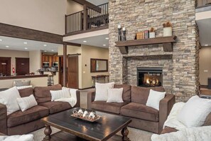 Smart TV, fireplace, DVD player, foosball