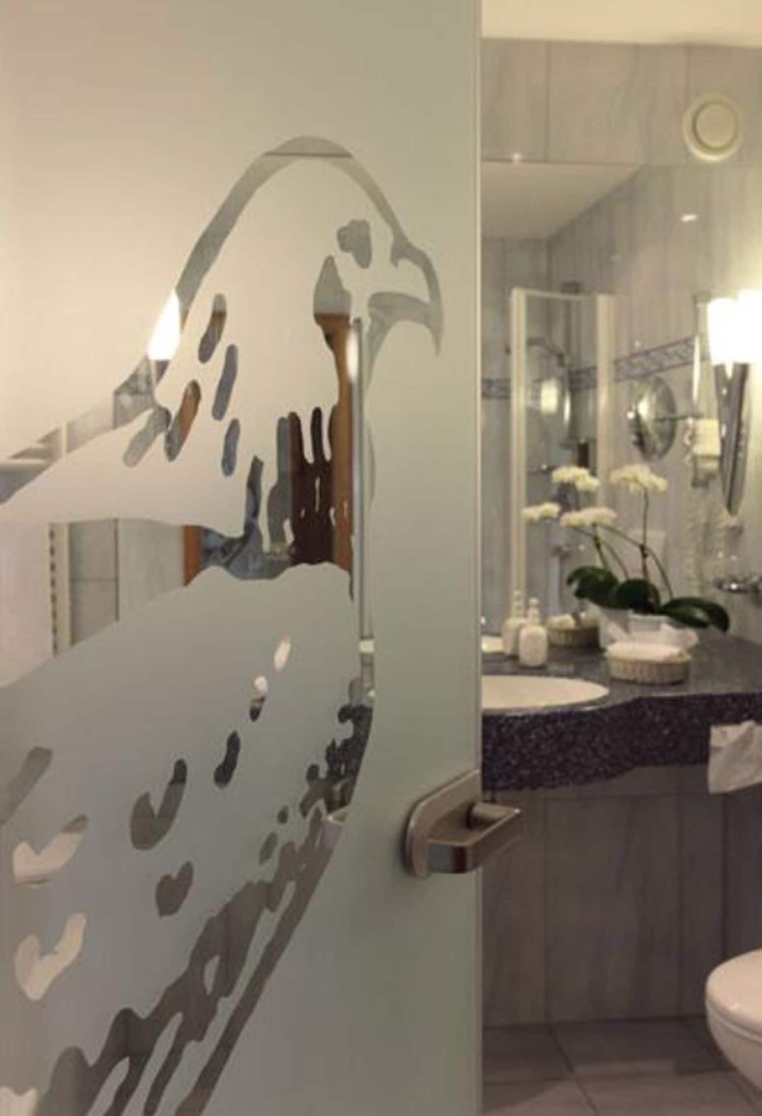 shower, hair dryer, bathrobes, slippers