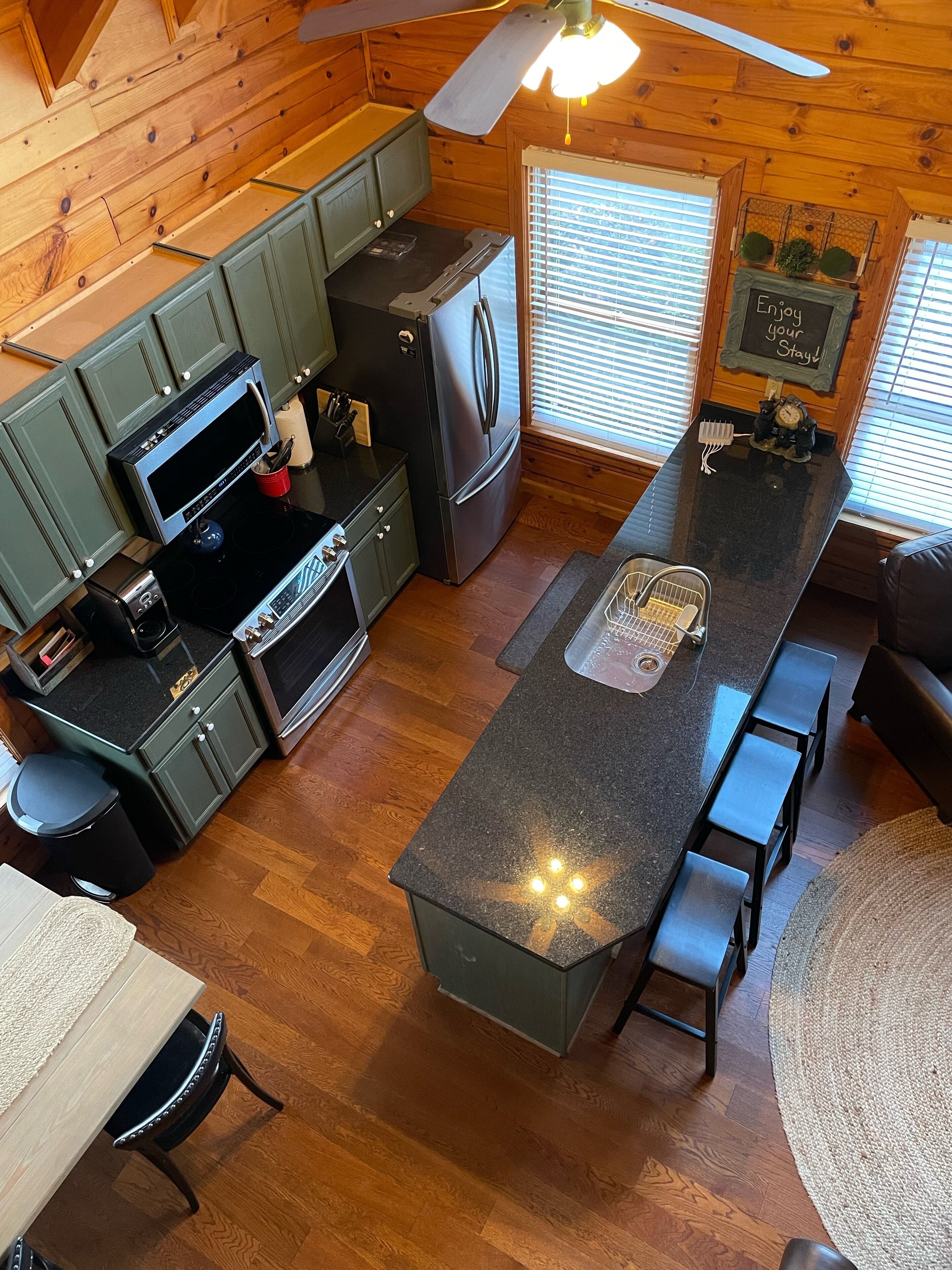 Get away from it all in this cozy cabin nestled in the woods.