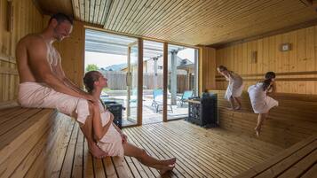 Sauna, hot tub, steam room, body treatments, aromatherapy