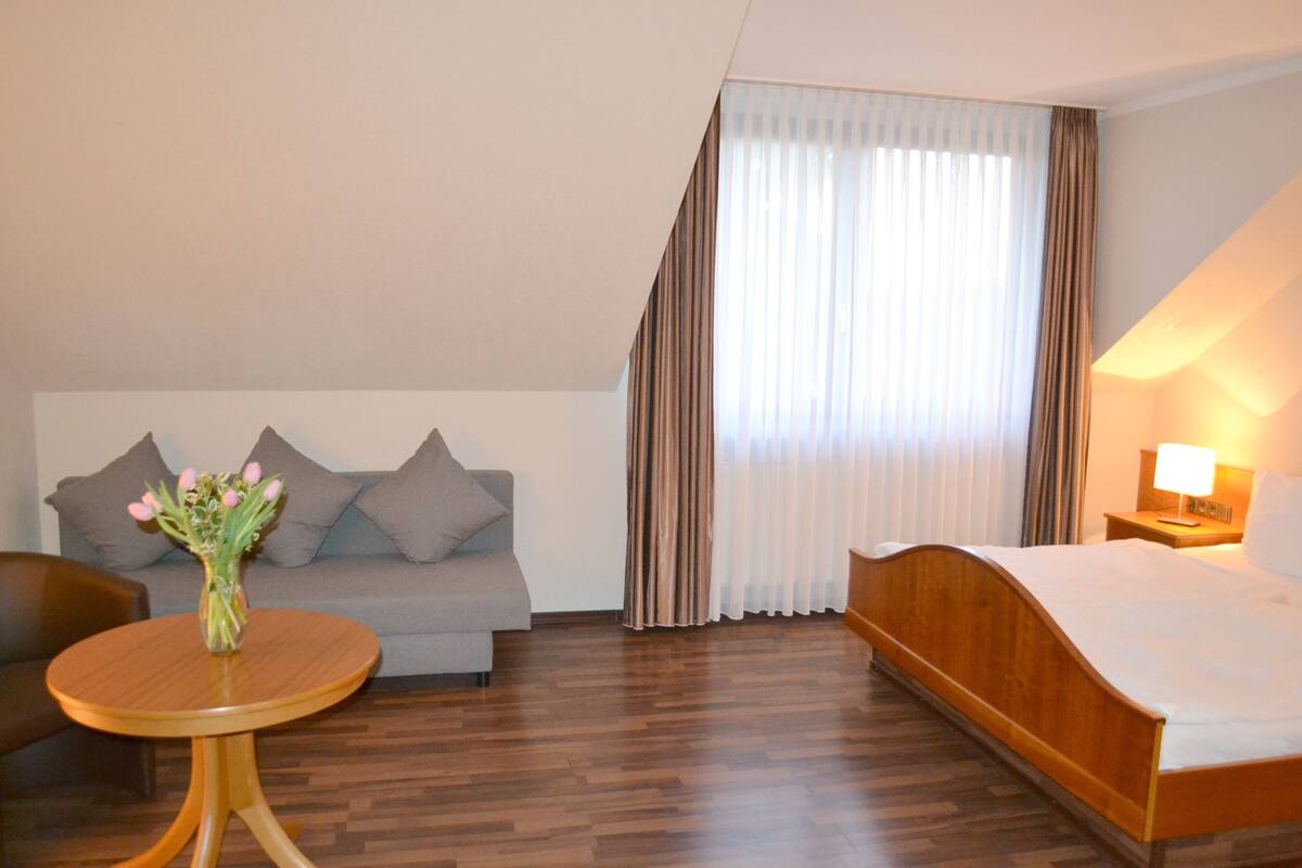 Desk, blackout curtains, rollaway beds, free WiFi