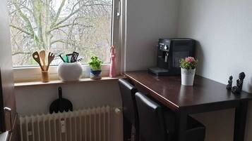 Apartment | Private kitchen | Full-size fridge, microwave, oven, stovetop