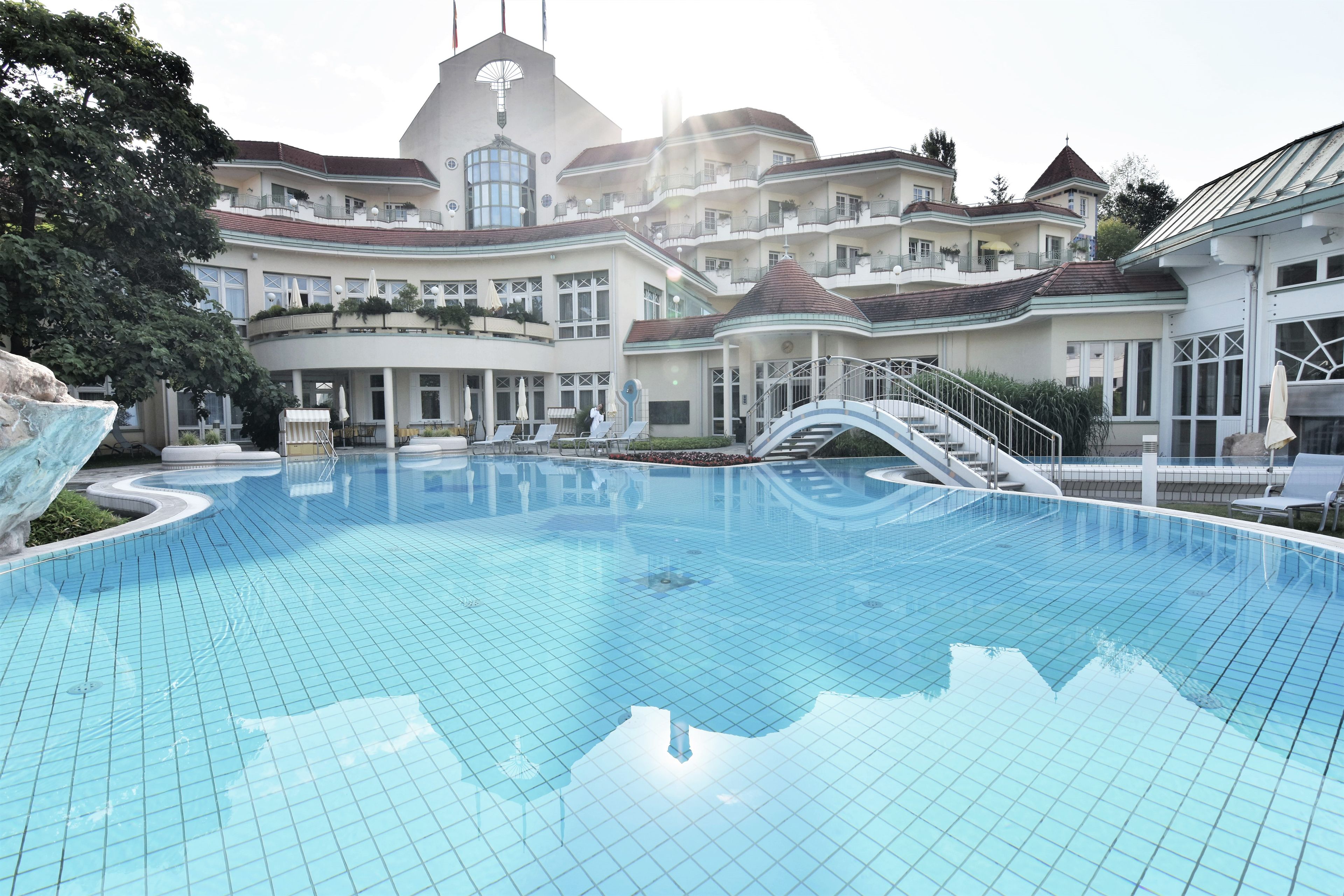 Indoor pool, outdoor pool, sun loungers