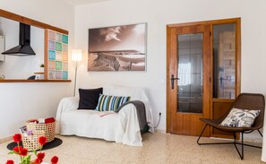 Smart TV, fireplace, DVD player, books