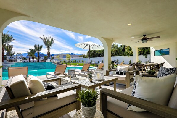 Outdoor dining - Delaware Estate - Incredible Estate with an acre of resort style amenities and endless activities! (Palm Desert)
