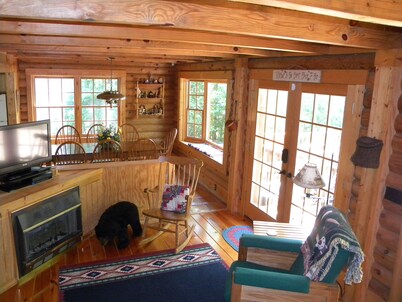 Kerr Lake Log Cabin On Calm Cove With Gentle Slope To Water, Nearby Sandy Beach