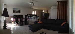 TV, DVD player, stereo