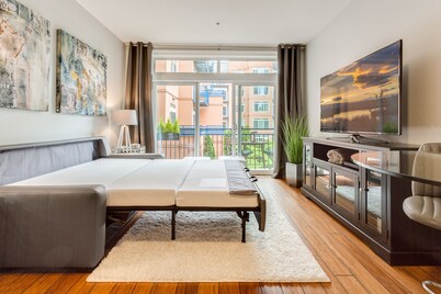 Modern 1 BR Quiet Condo in Seattle center, pool and fitness, FREE parking