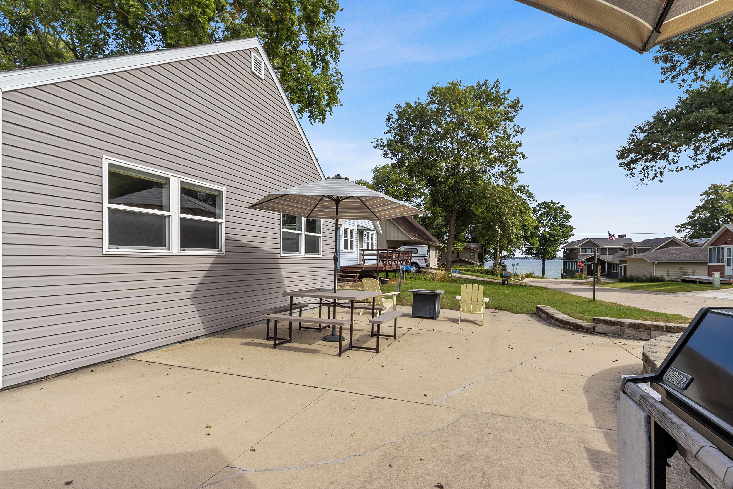Exterior of house with lake view