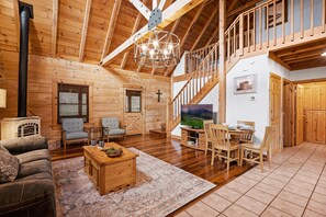 Smart TV, fireplace, DVD player, video library