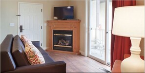Suite, 1 Bedroom | Living area | Flat-screen TV, fireplace, DVD player - Boyne Mountain Luxury 1 Bd Condo 105 (Boyne Falls)