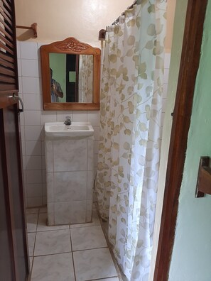 Habitación doble estándar, baño privado | Baño | Regadera, toallas, jabón, shampoo 