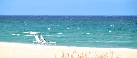 Sun-loungers, beach towels