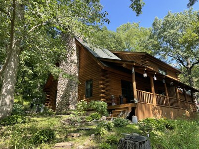 Dog-Friendly Log Home On Fox River IL Near Starved Rock, Porch, Deck, Firepit