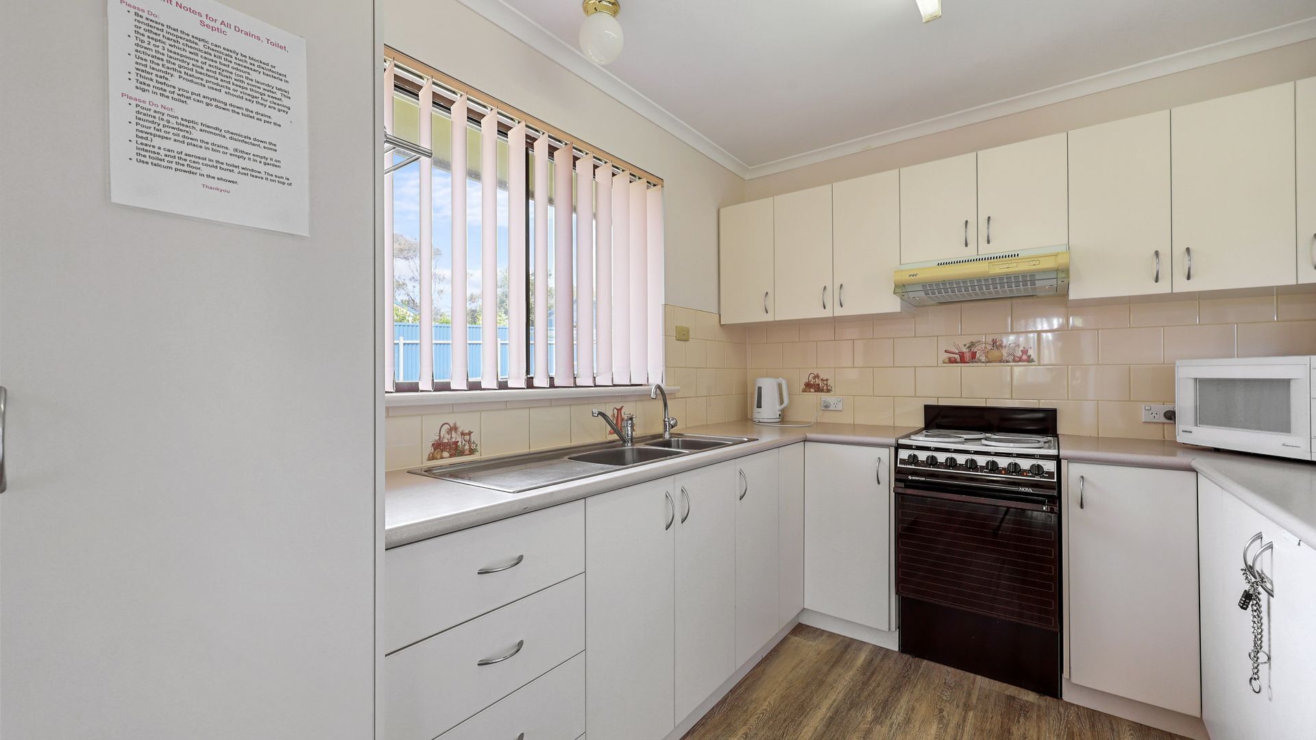 Fridge, microwave, oven, toaster