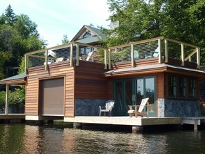 Exterior - Stunning timber frame lake house with boathouse, game room. Sleeps 10. (Tupper Lake)