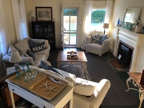 TV, DVD player, books, video library