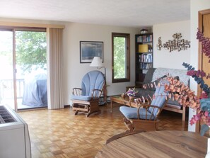 TV, fireplace, books - Private Ocean Front property with bathing cove and deep water swimming (Harpswell)