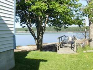 Walkway and ramp to dock for deep water swimming.