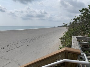 On the beach, sun loungers, beach towels - Seaside condo in Jupiter with private views and steps to the beach. (Jupiter)