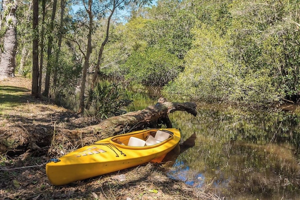 Launch canoe from in front of granny flat