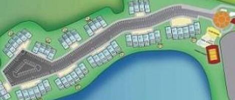 A map of Sun Lake Condominiums with a conservation area and a road layout.