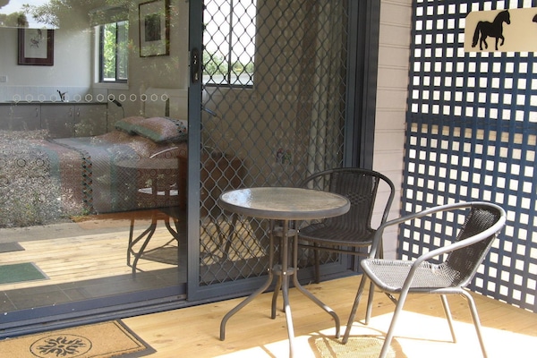 Sunny private deck outside your unit, ideal for a cuppa!