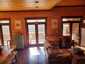 TV, fireplace, DVD player, books