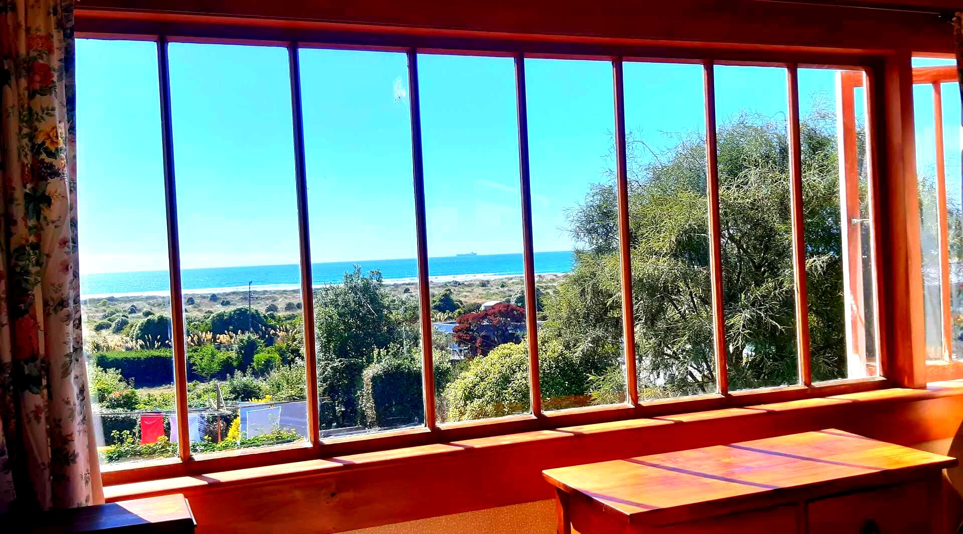 Upstairs room views of the beach.