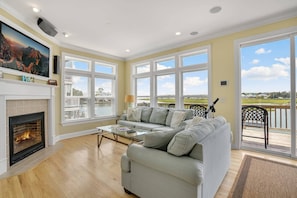 TV, fireplace, table football - Diving Duck | Waterfront Dock + Hot Tub w/ Captain's Cove Pools & Golf, Pet Friendly 5BR Retreat (Greenbackville)