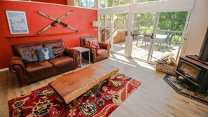 Smart TV, fireplace, DVD player, video library